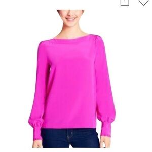 New - Kate Spade 💯% silk fuchsia Bronson boat neck blouse